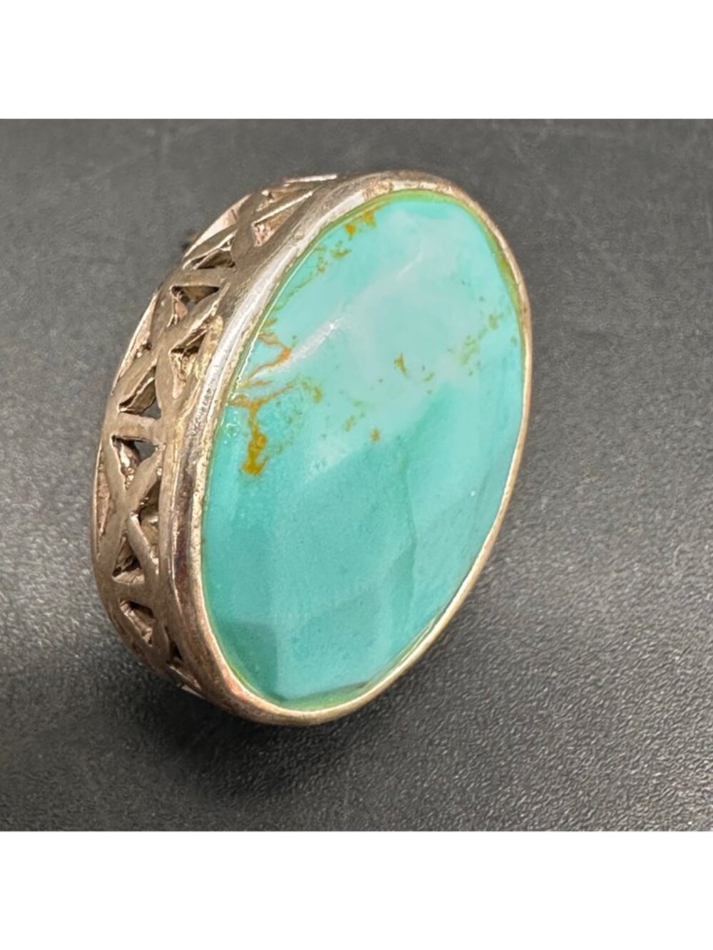 Vintage Sterling Silver Turquoise Oval Earrings Filigree Western Boho Festival - Picture 10 of 12